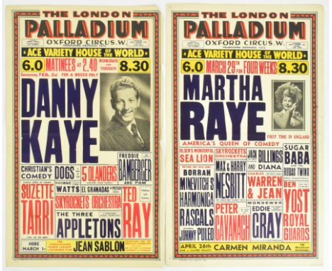 1940s Theatre Posters - The London Palladium - two original c1940s theatre posters from The London Palladium. Both variety sh