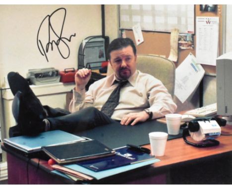 Ricky Gervais - The Office (BBC Sitcom 2001-2003) - autographed 11x14" colour photograph of Gervais as David Brent in the ser