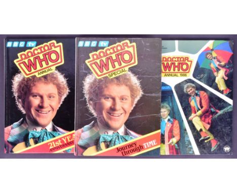 Doctor Who - Sixth Doctor (Colin Baker) - collection of x3 autographed vintage Dr Who Annuals. Comprising: 1986, 'Journey Thr