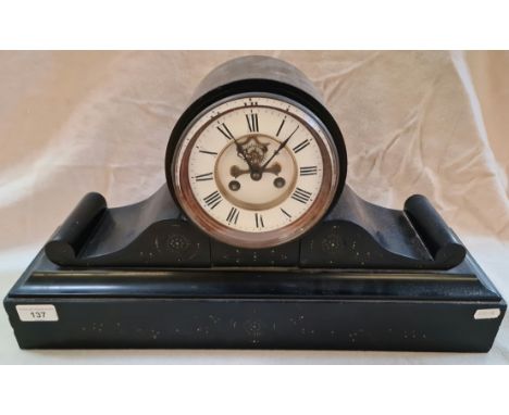 A black slate mantle clock.  