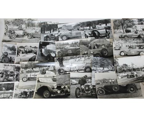 A collection of 23 original photographs of vintage sports cars including Frazer Nash, Maserati 1500, Alfa Romeo, type S7 Buga