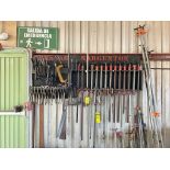 Lot of various tools, contains: Presses of different brands and sizes, mallets, hammers, levels, sa