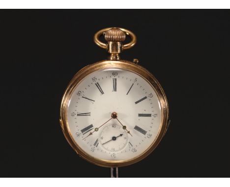 Pocket watch in 14k gold, cylinder 10 rubies, total weight 77.6 g. - Weight: 78 g - Shipping available - Sizes: H 65MM X D 48