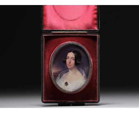 Alessandro CITTADINI (1820-1877) - Miniature "Portrait of a young lady" in its box, signed and dated 1847. - Weight: 82 g - S
