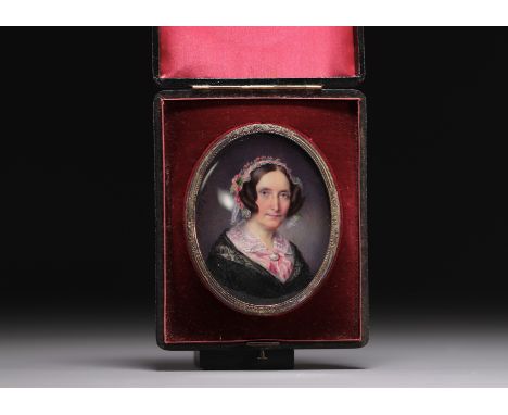 Alessandro CITTADINI (1820-1877) - Miniature "Portrait of a lady" in its box, signed and dated 1847. - Weight: 86 g - Shippin