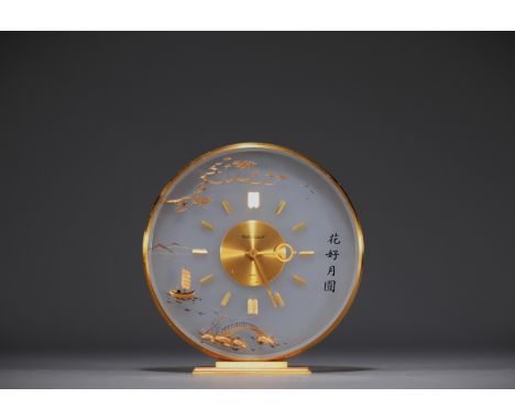 Jaeger LeCoultre - Desk clock "Montre boule" with Chinese decoration, XXth C. No return for this lot. - Weight: 970 g - Shipp