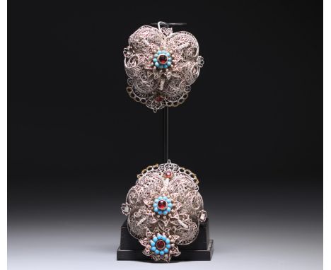 Rare filigree silver belt or cloak buckle, Russia, 18th century. - Weight: 108 g - Shipping available - Region: Russia - Size