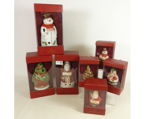 Three Villeroy and Boch Christmas ceramic candle holders and four trinket boxes, all in original packaging (7)   Condition Re
