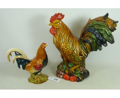 Beswick Gamecock no. 2059 H23.5cm and a large ceramic Cockerel (2)   Condition Report   Click here for further images, condit