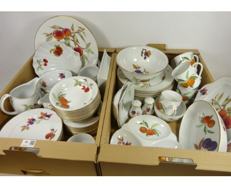 Quantity of Royal Worcester 'Evesham' dinner and teaware, eight place settings - minus two mug   Condition Report   Click her