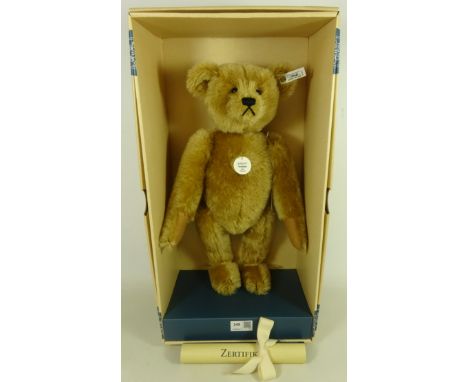 Steiff limited edition blond Teddy Bear 1906 2405/5000 with certificate and original box H43cm    Condition Report   Click he