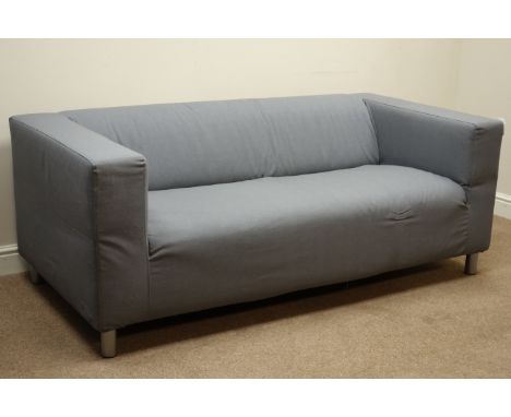 Klippan two seat sofa upholstered in Flackarp grey, loose, washable cover W177cm