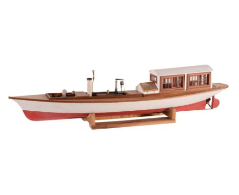  A quality model of a Windermere live steam Launch, with fitted passenger area having glazed sliding windows and glazed engin