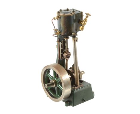  A well engineered model of a vertical steam engine, built by Mr Peter Hissey of Middlesex with single cylinder having drain 
