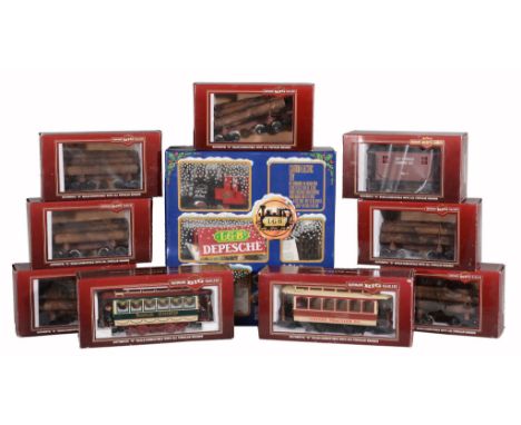  A collection of six Boxed G Gauge Bachmann Big Haulers Timber wagons, Ely Thomas Lumber Co No.1 wagon, United Traction Co ca