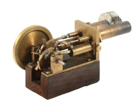  A Stirling model Hot Air Engine, built by Mr Peter Hissey of Middlesex in brass with two cylinders, eccentric driven from op