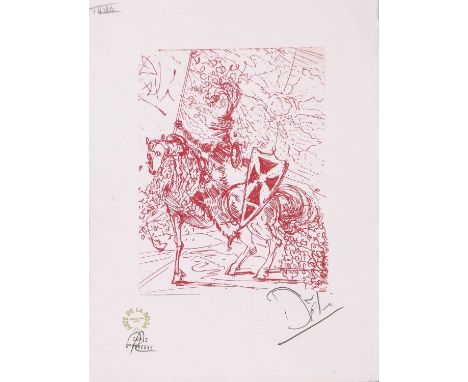 salvador Dali, 'El Cid', signed limited print, Copia Autorizada Dali Publicacion Limitada Espana stamp on verso, 22x31cm, ins