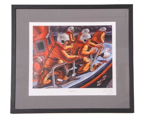Graham Mckean (British, 20th century), 'The Lifeboat', offset lithograph, signed in pencil, 39x46cm, framed and glazed