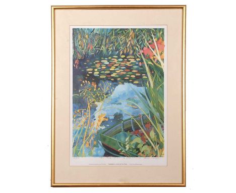 Peter Welton "Boat in Reeds at Gilverny", limited edition lithograph, numbered 81/500 and signed in pencil, 42x61cm, framed a