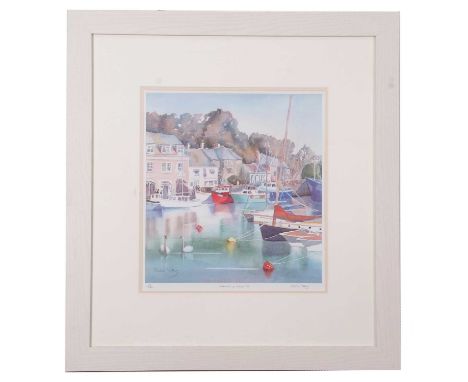 Nicola Tilley (British/Cornish, contemporary), 'Reflections of Padstow III', limited edition lithograph, numbered 79/850 in p