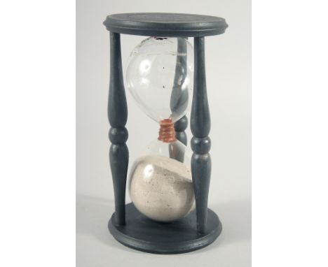 A LARGE WOODEN SAND TIMER. 8ins high.