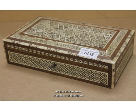 *Indian Mughal Style Inlaid Mother Of Pearl Scholars Desk Box With Lock- (Lot Subject To VAT) [LQD108]