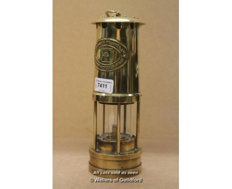 *Brass Welsh Miners Lamp. E Thomas &amp; Williams, Aberdare- (Lot Subject To VAT) [LQD108]