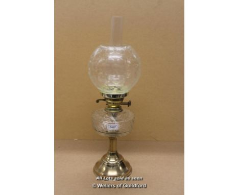 *Eltex Burner Oil / Kerosene Lamp, Brass Column Base- (Lot Subject To VAT) [LQD108]
