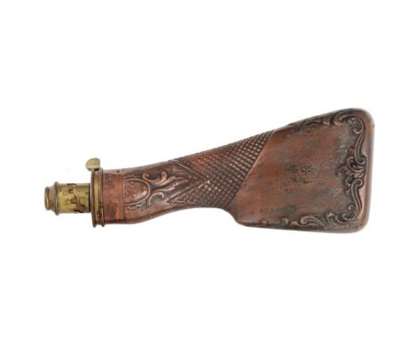 An Early Victorian, Copper, ''Gunstock'' Powder Flask, by James Dixon &amp; Sons, bearing registration mark for 7th January 1