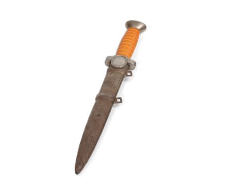 A German Third Reich DRK (Deutsches Rotes Kreuz) Officer's Dagger, with 24.5cm unmarked double edge steel blade, the white me