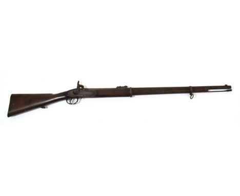A 19th Century Percussion .577 Two Band Musket by Wilkinson, Pall Mall, London, the right side of the 83.5cm steel barrel set
