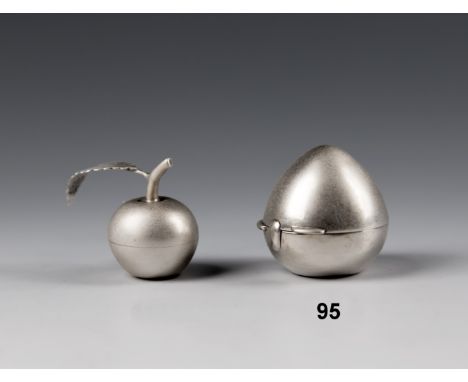 A miniature Channel Islands silver egg form ring box by Bruce Russell of Guernsey, date unknown, c.1980, marked to base with 