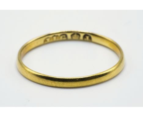 A Victorian 22ct gold wedding band by John Le Gallais, Jersey, maker's mark JLG struck once, c.1846-1873, ring size N½., weig