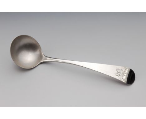 A George III Channel Islands silver sauce ladle, maker's mark GM struck once (George Mauger, Jersey c.1770-1823), Old English