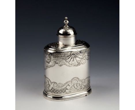 A George I silver tea caddy with interesting inscription relating to the Carey family of Guernsey, John Newton, London c.1730