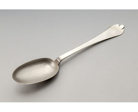 A George I Channel Islands silver trefid spoon, c.1720, maker's mark TC struck once to lower stem (Thomas Cartault, Jersey fl