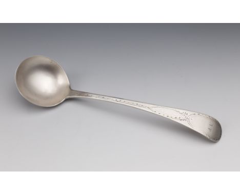 A George III Channel Islands silver sauce ladle, maker's mark LC struck once plus king's head and J marks (unknown, Jersey c.