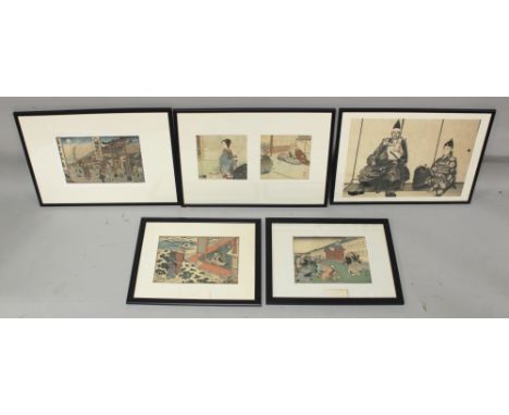 A GROUP OF FOUR FRAMED JAPANESE MEIJI PERIOD WOODBLOCK PRINTS, by Yoshitora and others, the largest frames 24in x 17.25in; to