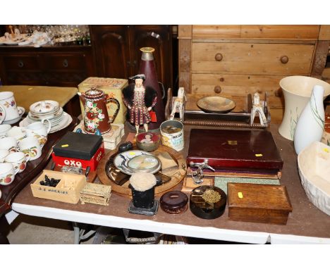 A quantity of various items to include chess set, desk stand decorated with a car, a figure of Henry VIII, a Franklin Super F