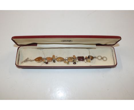 Whitney Kelly, Sterling silver, jasper and tigers eye pearl bracelet, approx. 27gms 