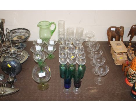 A collection of various table glassware to include Art Deco style cocktail glasses, Champagne saucers, Rosenthal tumblers, Vi