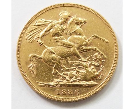 1886 gold full sovereign, Melbourne mint mark&nbsp;