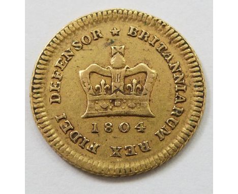 George III 1804 gold third of a guinea, 2.65g&nbsp;