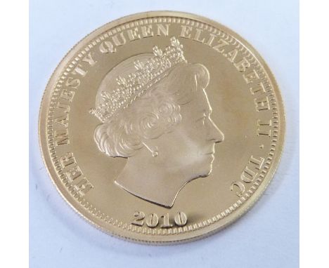 2010 gold guinea, George and the Dragon reverse, 350th Anniversary of the Restoration of King Charles II, proof-like and unci