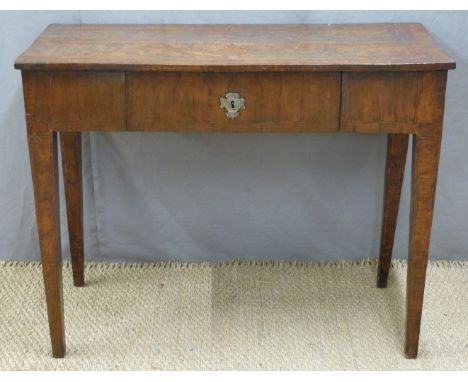 An 18th / 19thC Continental burr walnut inlaid side table with single drawer and inlaid vase decoration to the top, W97 x D49