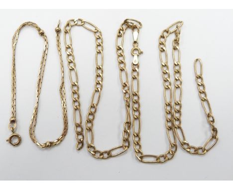 A 9ct gold chain/ necklace and a 9ct gold bracelet, 6.1g