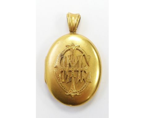 Victorian gold locket, 4.5 x 2.5cm, 16.6g, 3.5cm&nbsp;