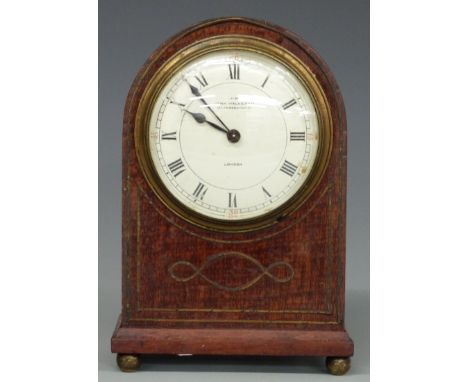 John Walker Ltd, London inlaid single train mahogany mantel clock, 19cm tall&nbsp;&nbsp;