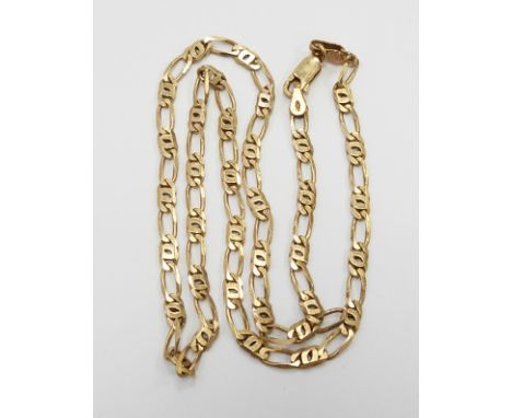 A 9ct gold necklace made up of flat curb links, 11.6g, drop 23cm&nbsp;