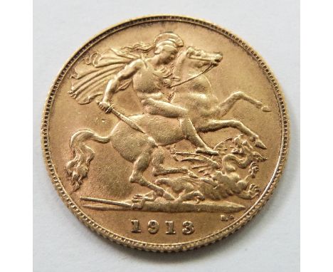 George V 1913 gold half sovereign&nbsp;